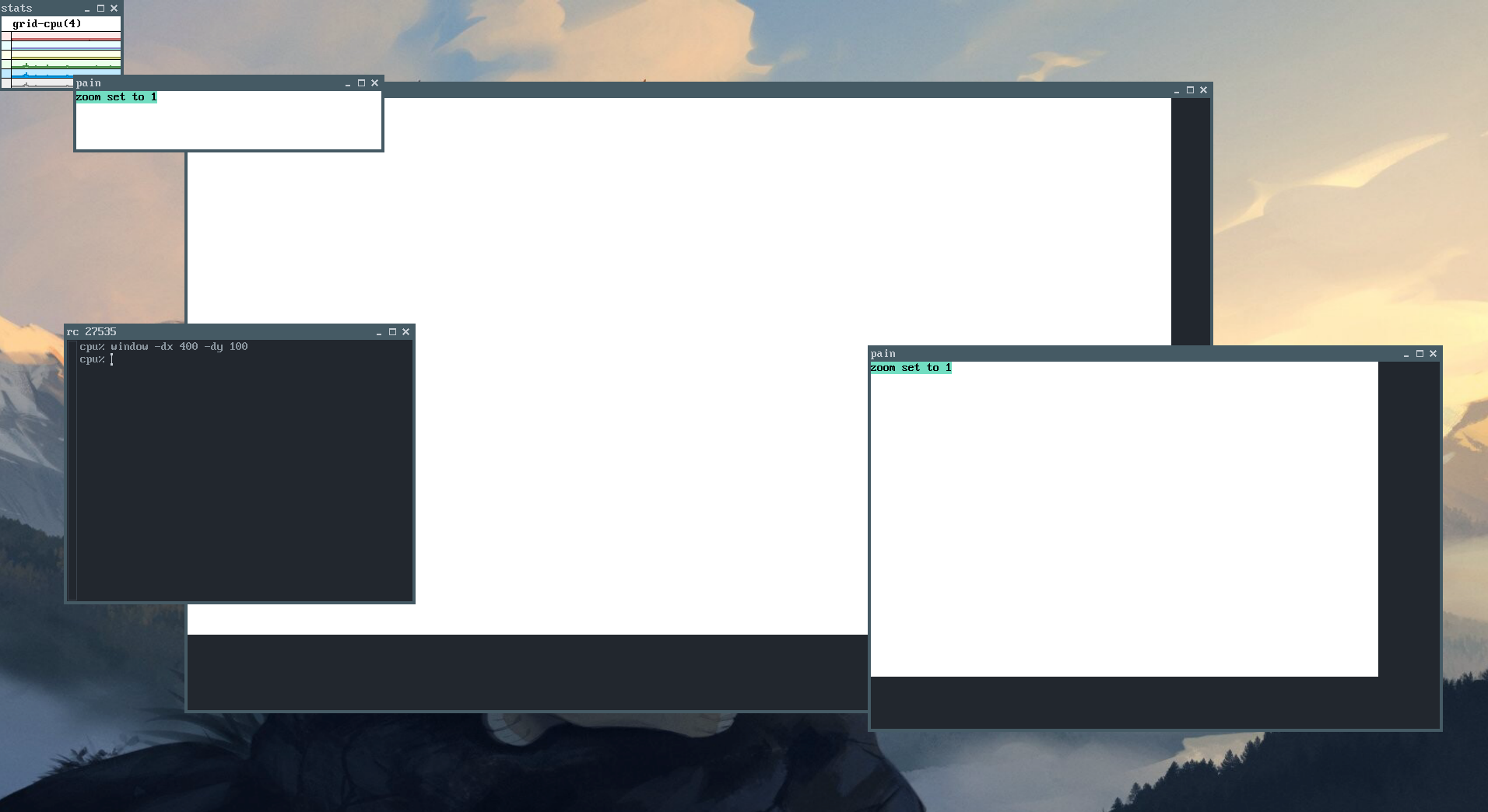 multiple instances of pain open with different sizes